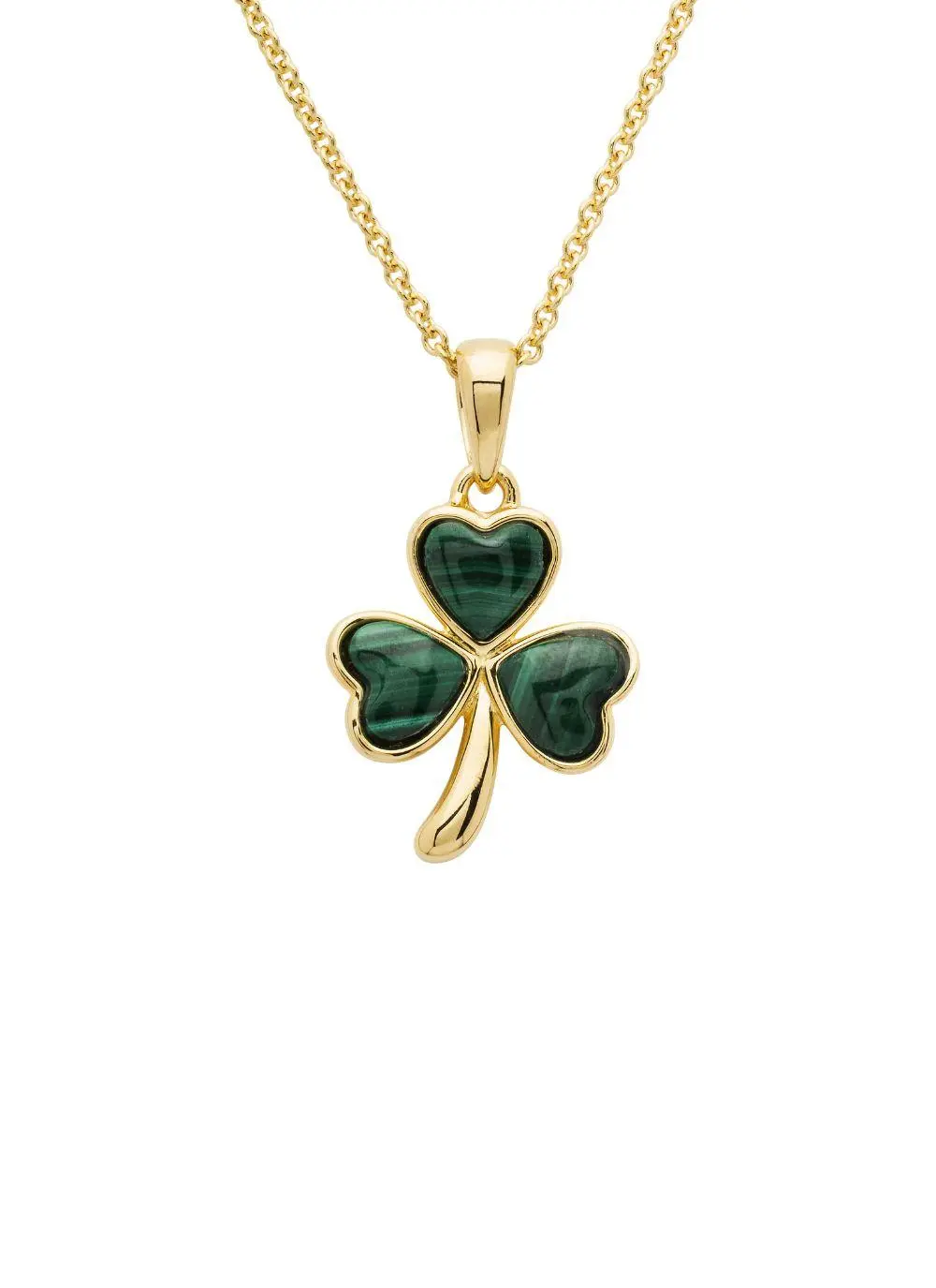 14ct Gold Vermeil Shamrock Pendant with Malachite